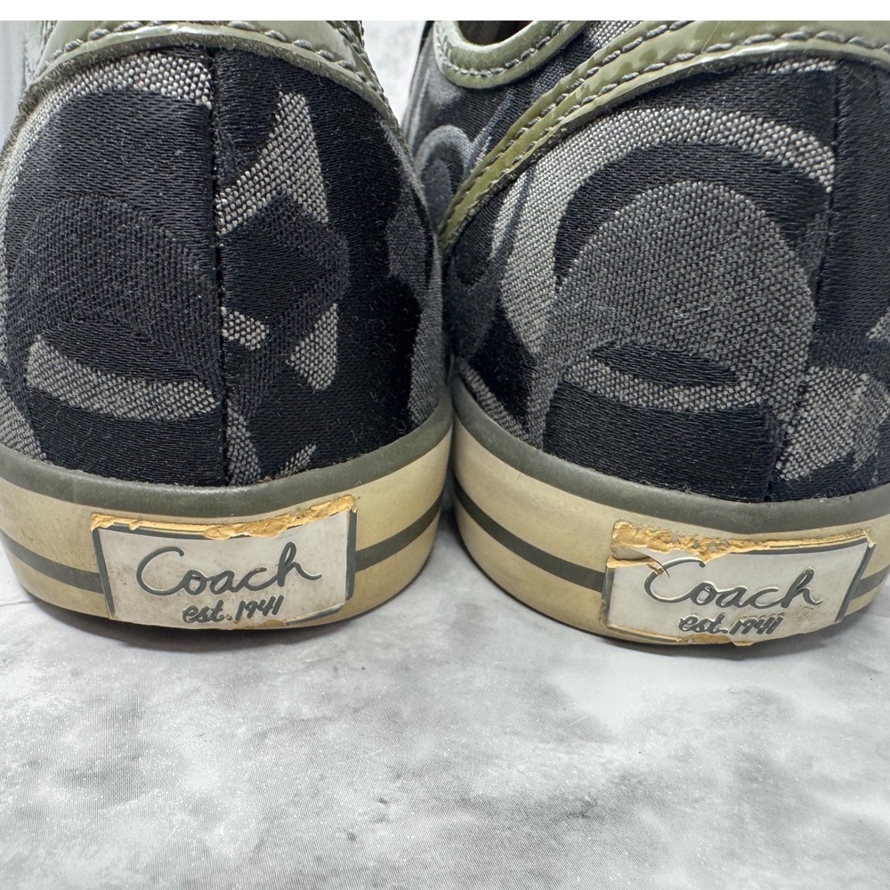 Coach Black & Olive Canvas Low-Top Sneakers - Picture 8 of 12